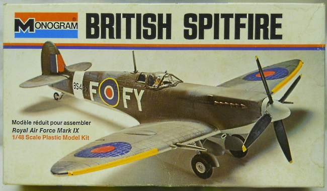 Monogram 1/48 British Spitfire Mark IX - White Box, 6801 plastic model kit